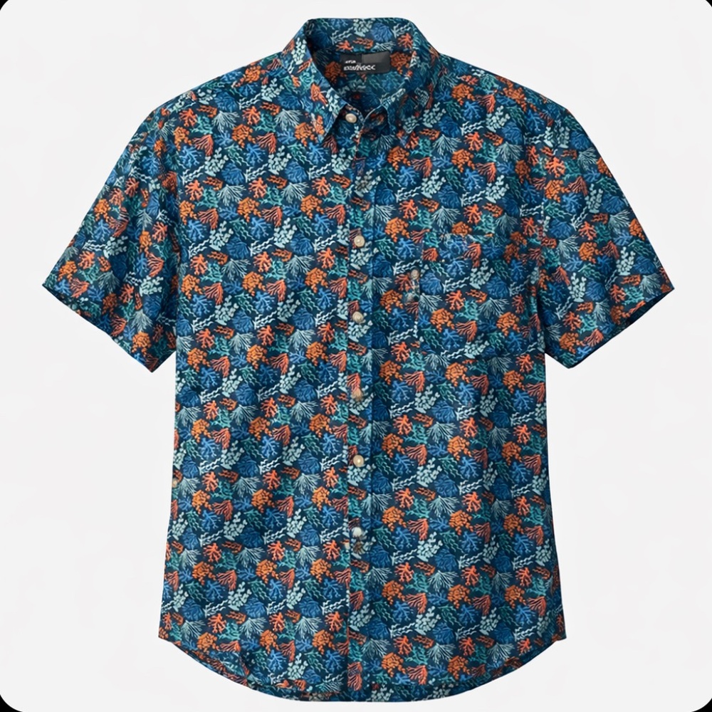 Eddie Bauer Men’s Short Sleeve Baja Shirt – Coral Reef Print
Size: Men’s 2XB